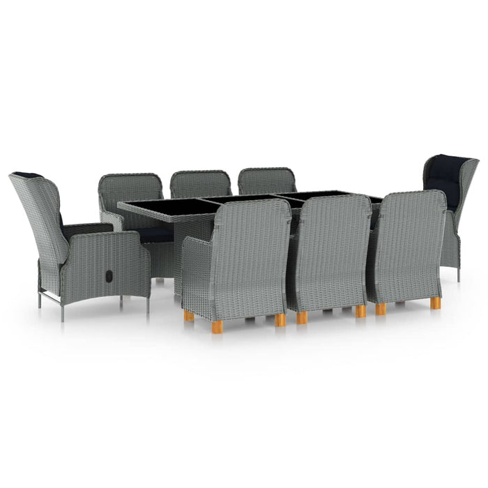 Set mobilier de exterior cu perne,9 piese,gri deschis,poliratan - WALTI WALTI