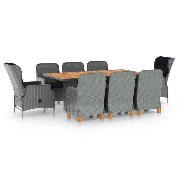 Set mobilier de exterior cu perne,9 piese,gri deschis,poliratan - WALTI WALTI