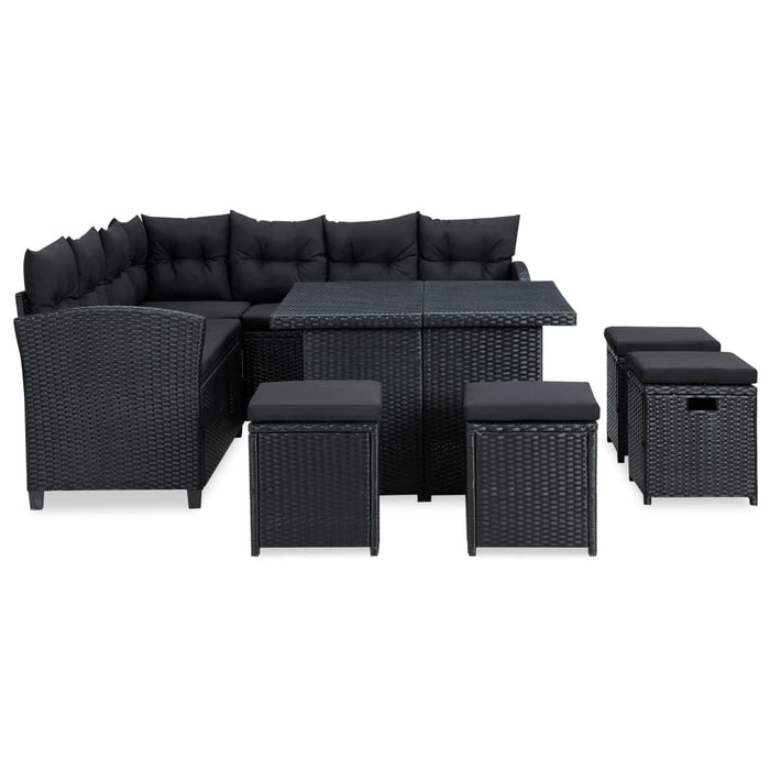 Set mobilier de grădină cu perne, 6 piese, negru, poliratan - WALTI WALTI