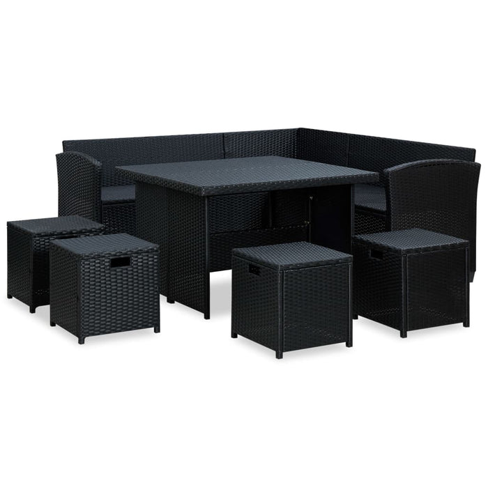 Set mobilier de grădină cu perne, 6 piese, negru, poliratan - WALTI WALTI