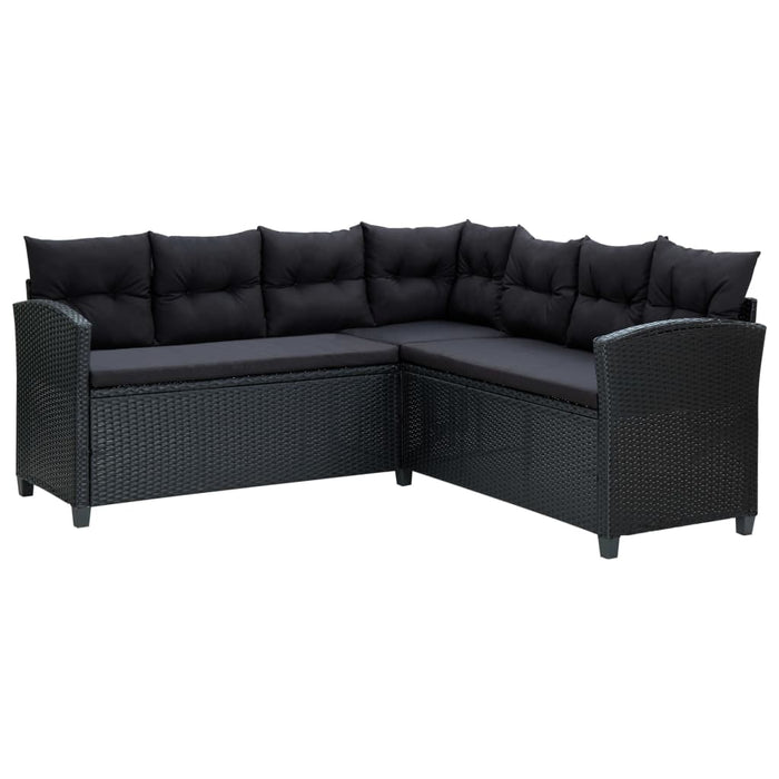 Set mobilier de grădină cu perne, 6 piese, negru, poliratan - WALTI WALTI