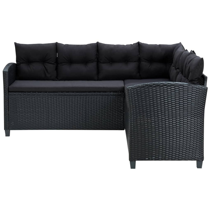 Set mobilier de grădină cu perne, 6 piese, negru, poliratan - WALTI WALTI
