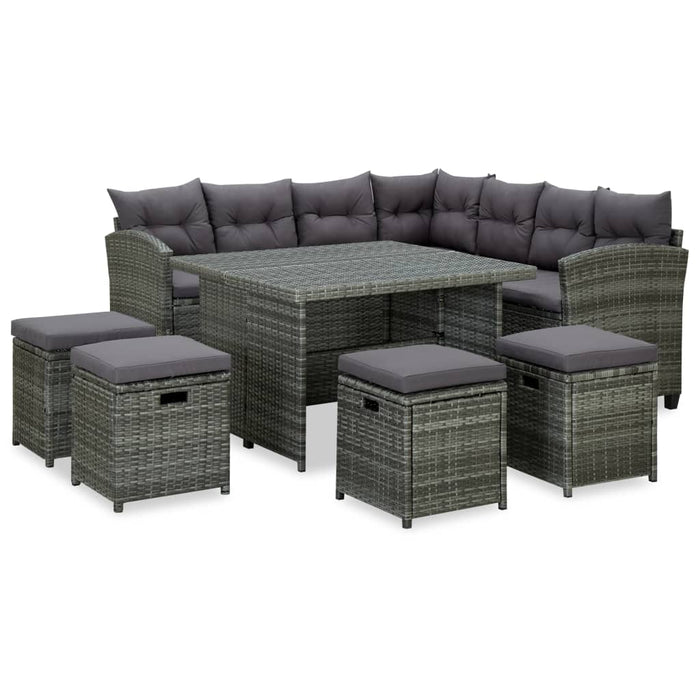 Set mobilier de grădină cu perne, 6 piese, gri, poliratan - WALTI WALTI