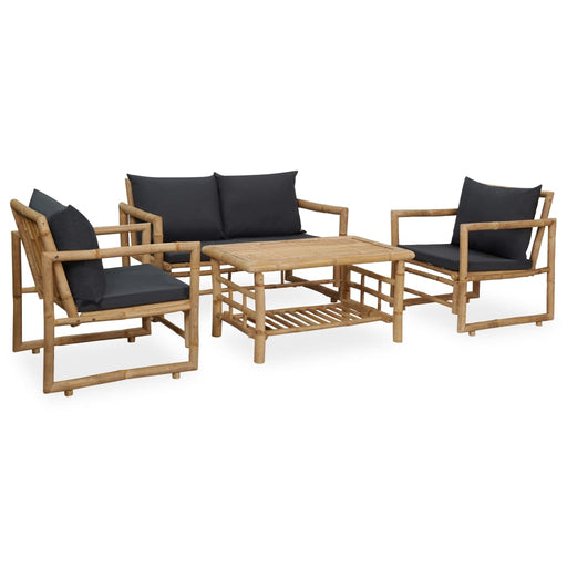 Set mobilier de grădină cu perne, 4 piese, bambus - WALTI WALTI