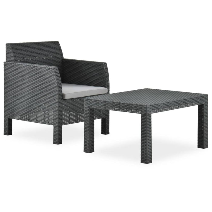 Set mobilier de grădină cu perne, 2 piese, antracit, PP ratan - WALTI WALTI