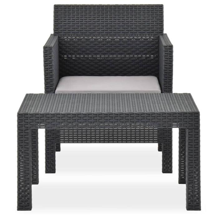 Set mobilier de grădină cu perne, 2 piese, antracit, PP ratan - WALTI WALTI