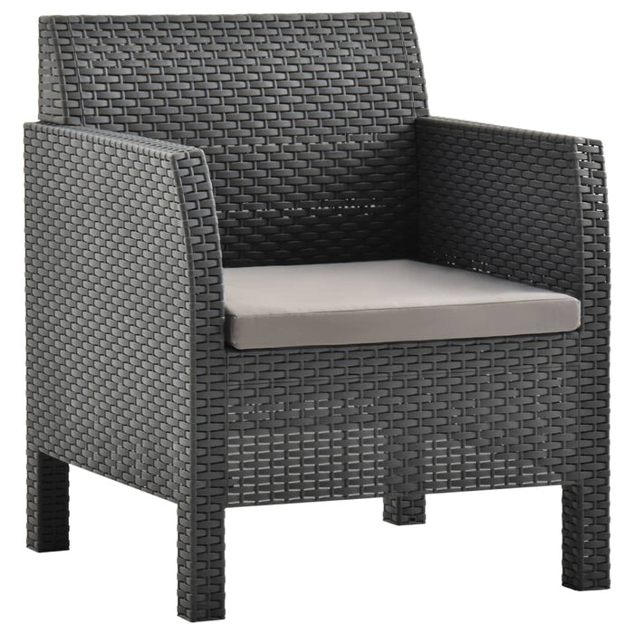 Set mobilier de grădină cu perne, 2 piese, antracit, PP ratan - WALTI WALTI