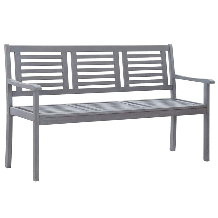 Bancă grădină cu 3 locuri cu pernă, 150 cm, gri, lemn eucalipt WALTI