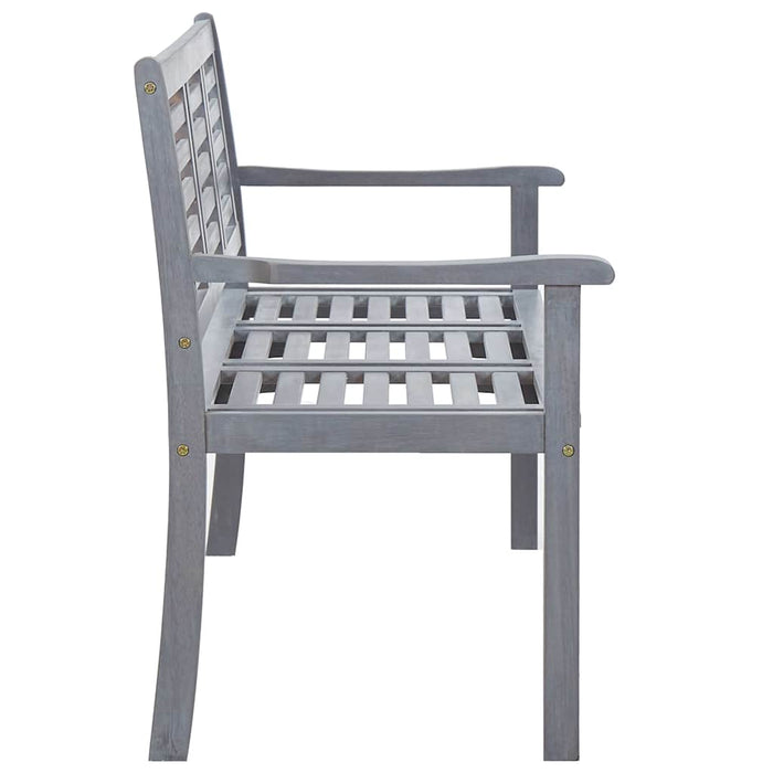 Bancă grădină 3 locuri, cu pernă, 150 cm, gri, lemn de eucalipt WALTI