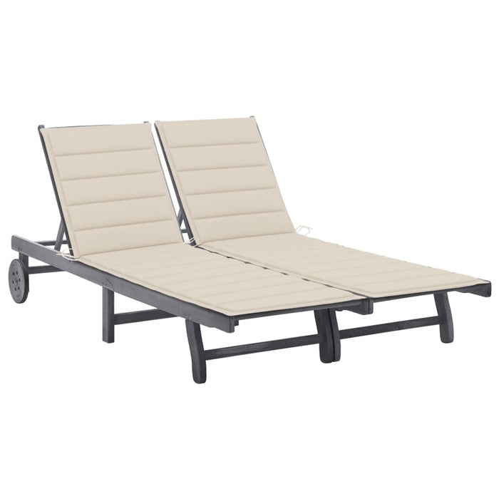 Șezlong grădină cu perne, 2 persoane, gri, lemn masiv acacia - WALTI WALTI