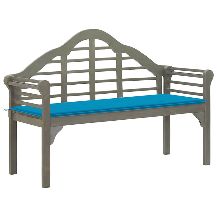 Banchetă regală de grădină cu pernă, gri, 135 cm, lemn acacia WALTI