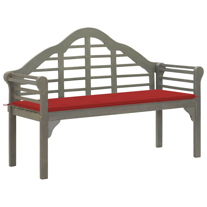 Banchetă regală de grădină cu pernă, gri, 135 cm, lemn acacia WALTI