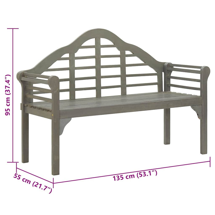 Banchetă regală de grădină cu pernă, 135 cm, gri, lemn acacia WALTI