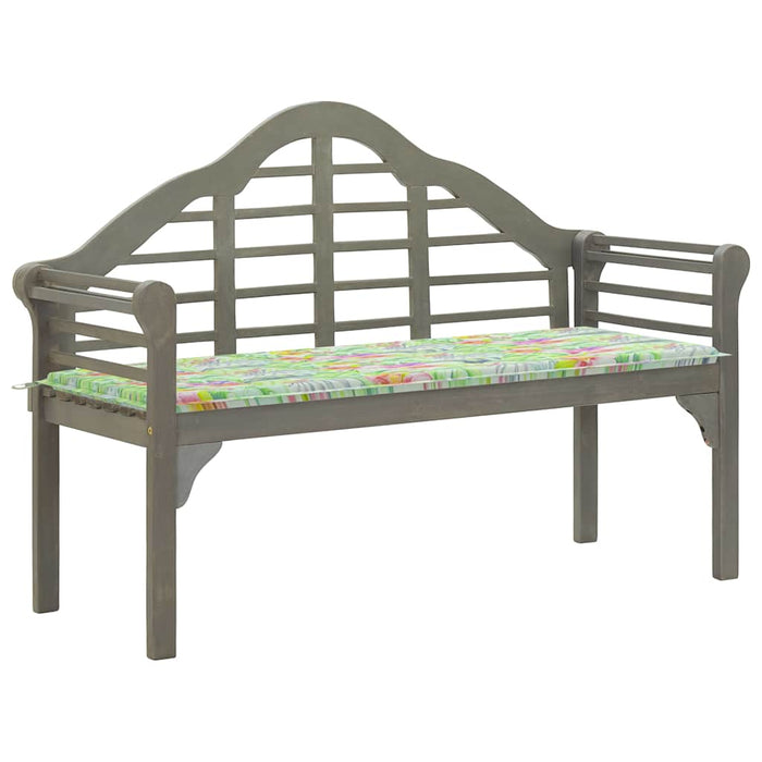 Banchetă regală grădină cu pernă, gri, 135 cm lemn masiv acacia WALTI