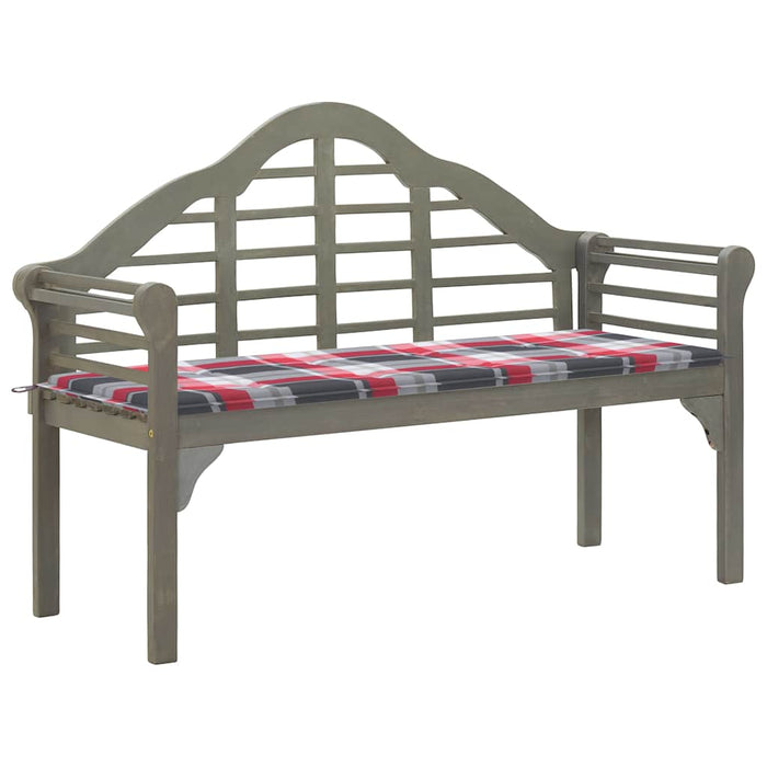 Banchetă regală grădină cu pernă, gri, 135 cm lemn masiv acacia WALTI