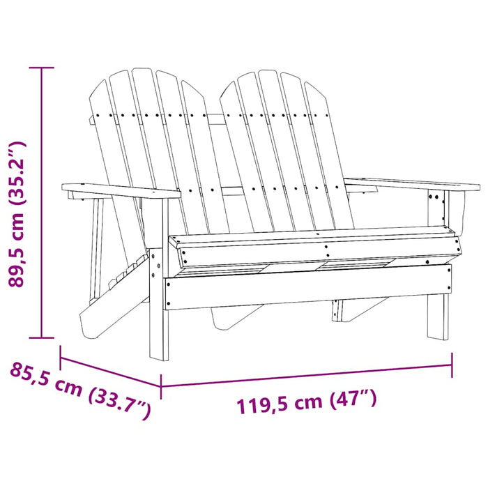 Scaun de grădină Adirondack cu 2 locuri, verde, lemn de brad - WALTI WALTI