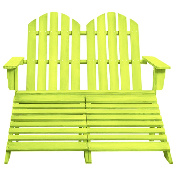Scaun de grădină Adirondack 2 locuri & otoman, verde, lemn brad - WALTI WALTI
