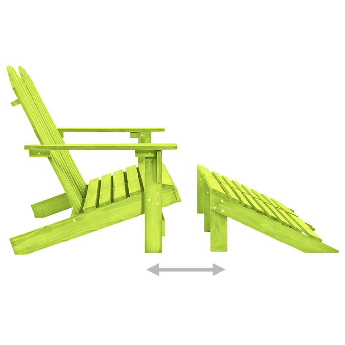Scaun de grădină Adirondack 2 locuri & otoman, verde, lemn brad - WALTI WALTI