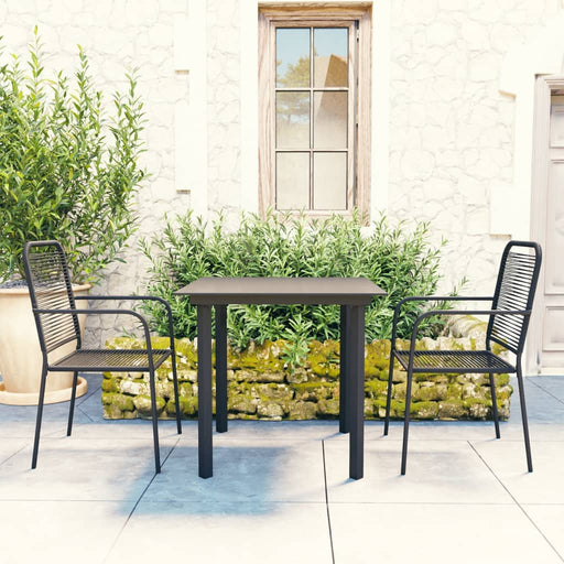 Set mobilier de grădină, 3 piese, negru, sticlă și oțel - WALTI WALTI
