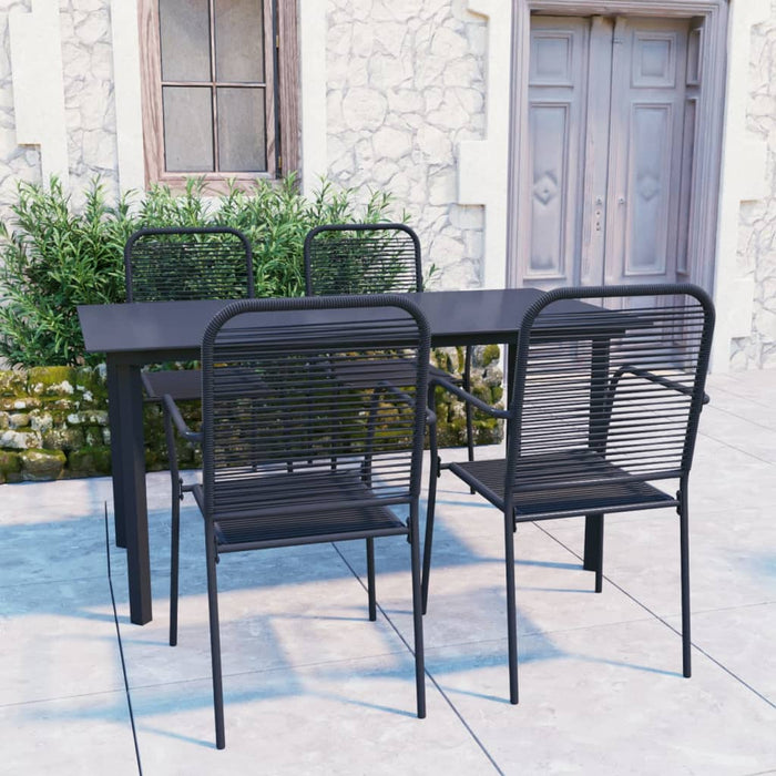 Set mobilier de grădină, 5 piese, negru, sticlă și oțel WALTI