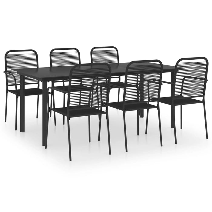 Set mobilier de grădină, 7 piese, negru, sticlă și oțel WALTI