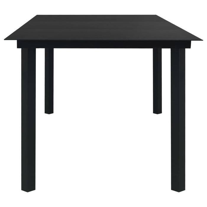 Set mobilier de grădină, 7 piese, negru, sticlă și oțel WALTI