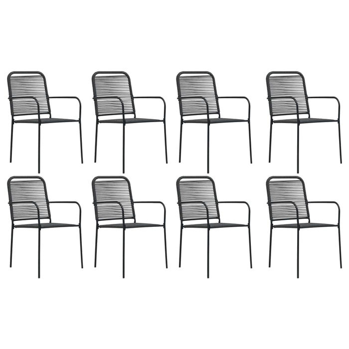 Set mobilier de grădină, 9 piese, negru, sticlă și oțel WALTI