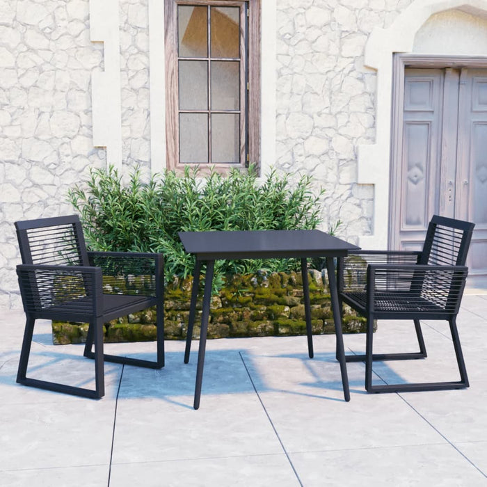 Set mobilier de exterior, 3 piese, negru, ratan PVC - WALTI WALTI