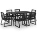 Set mobilier de exterior, 7 piese, negru, ratan PVC - WALTI WALTI
