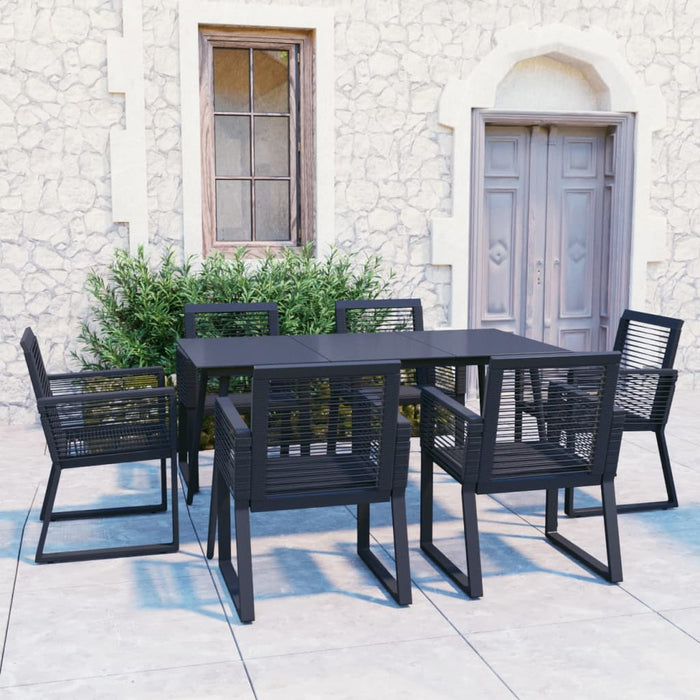 Set mobilier de exterior, 7 piese, negru, ratan PVC - WALTI WALTI