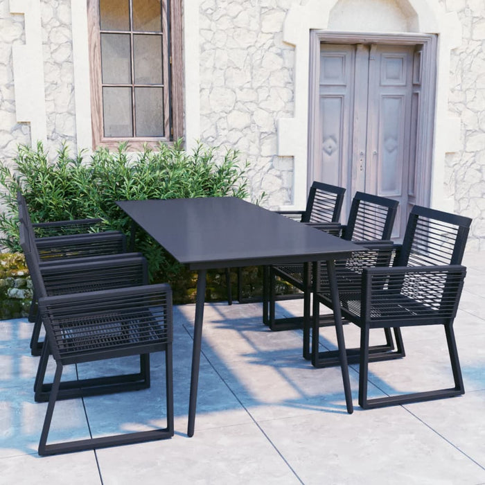 Set mobilier de exterior, 7 piese, negru, ratan PVC - WALTI WALTI
