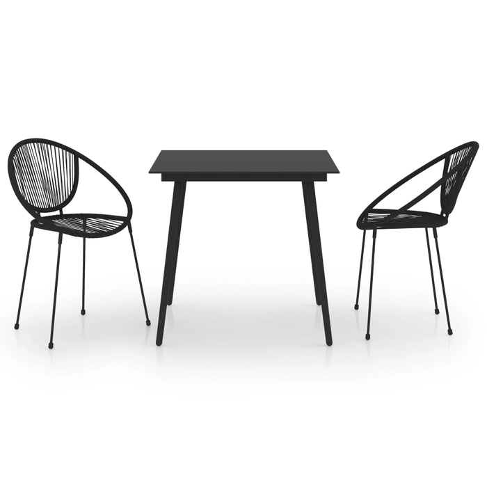 Set mobilier de exterior, 3 piese, negru, ratan PVC WALTI