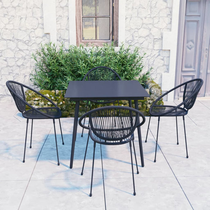 Set mobilier de exterior, 5 piese, negru, ratan PVC WALTI