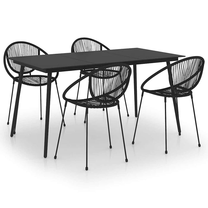 Set mobilier de exterior, 5 piese, negru, ratan PVC WALTI
