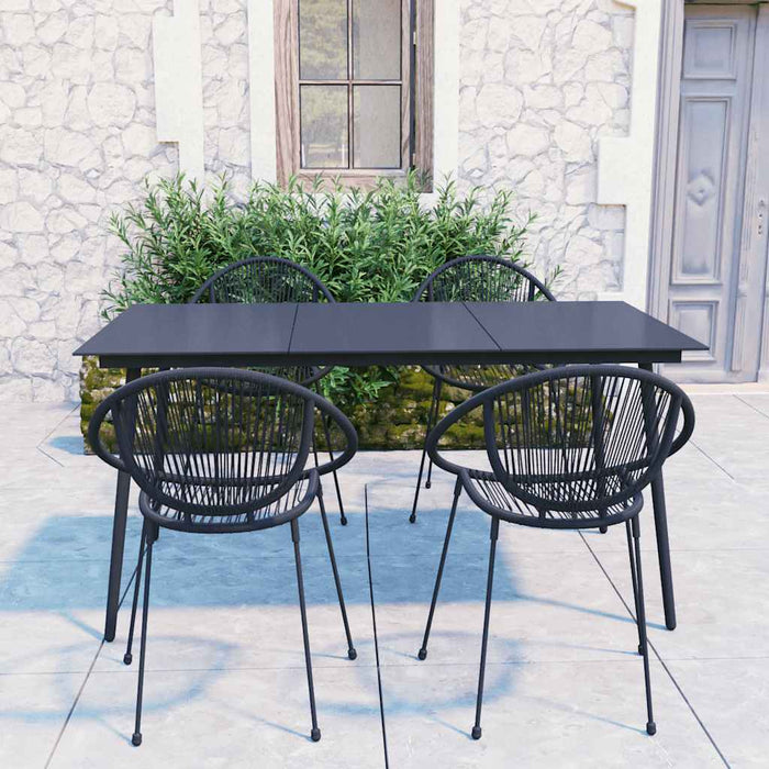 Set mobilier de exterior, 5 piese, negru, ratan PVC WALTI