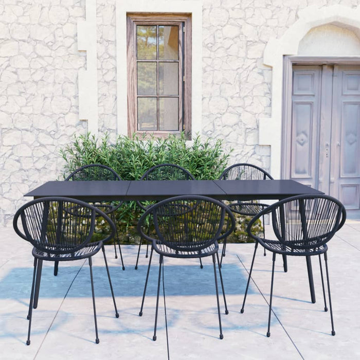 Set mobilier de exterior, 7 piese, negru, ratan PVC WALTI