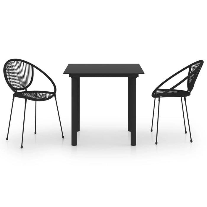 Set mobilier de exterior, 3 piese, negru, ratan PVC WALTI