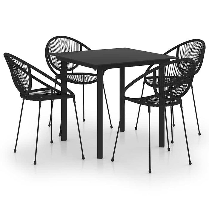 Set mobilier de exterior, 5 piese, negru, ratan PVC WALTI