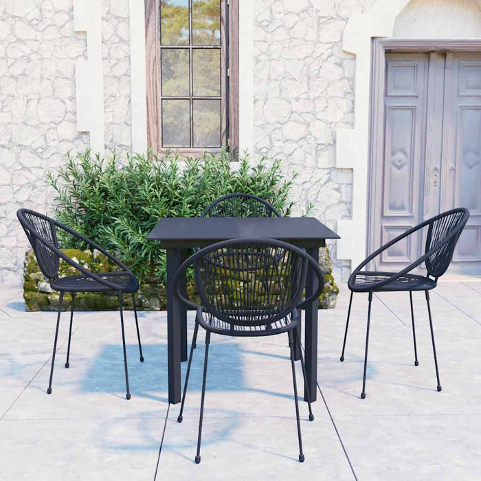 Set mobilier de exterior, 5 piese, negru, ratan PVC WALTI