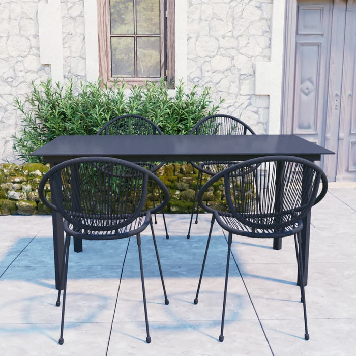 Set mobilier de exterior, 5 piese, negru, ratan PVC WALTI