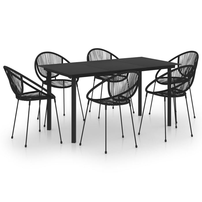 Set mobilier de exterior, 7 piese, negru, ratan PVC WALTI