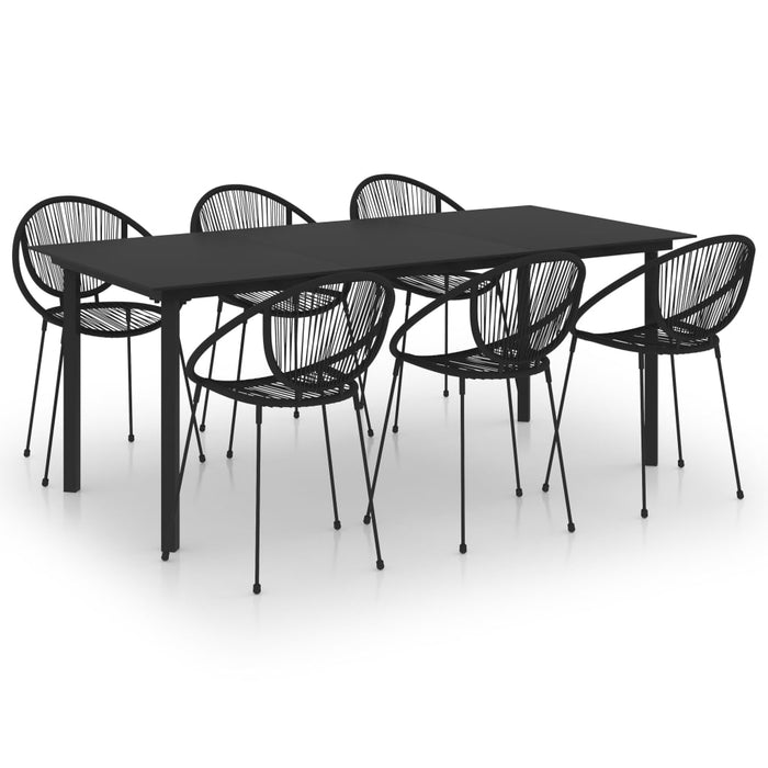 Set mobilier de exterior, 7 piese, negru, ratan PVC WALTI