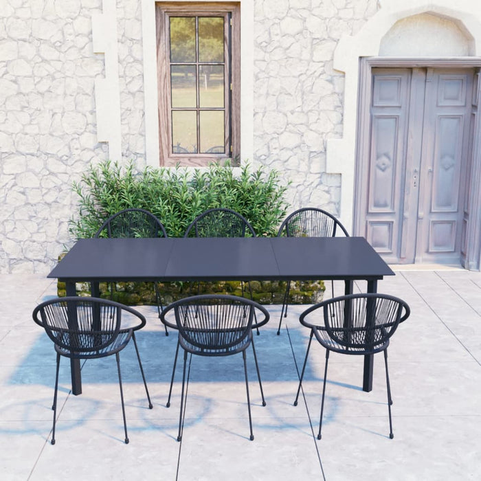 Set mobilier de exterior, 7 piese, negru, ratan PVC WALTI
