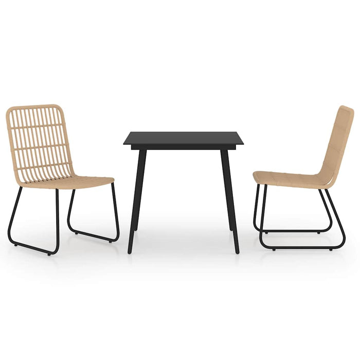 Set mobilier de exterior, 3 piese, poliratan și sticlă - WALTI WALTI