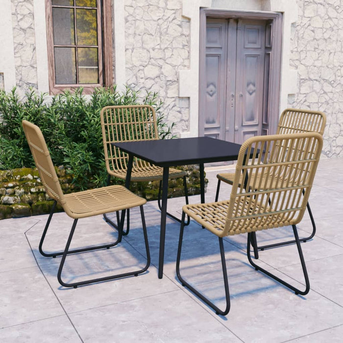 Set mobilier de exterior, 5 piese, poliratan și sticlă WALTI