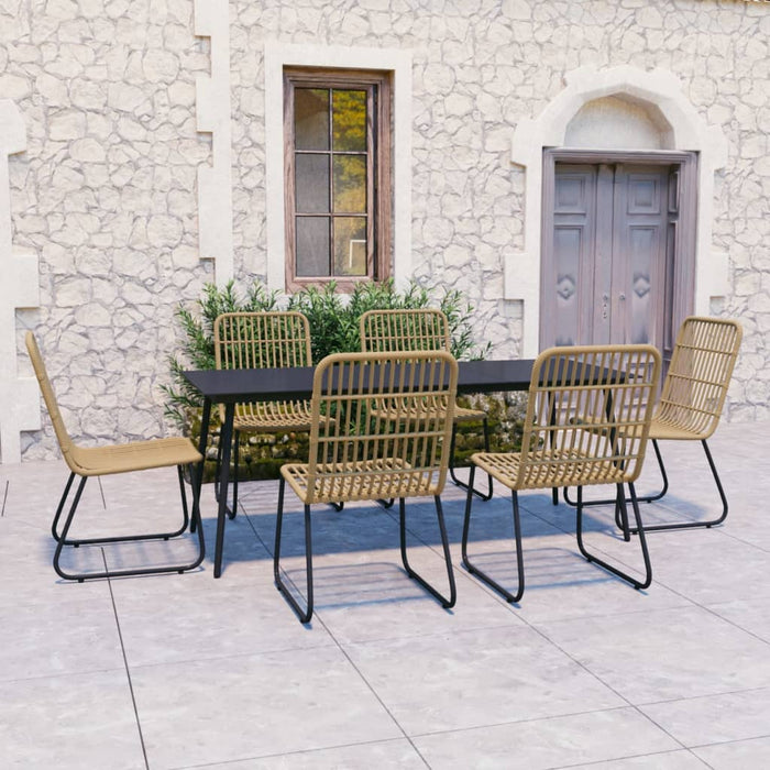 Set mobilier de exterior, 7 piese, poliratan și sticlă WALTI