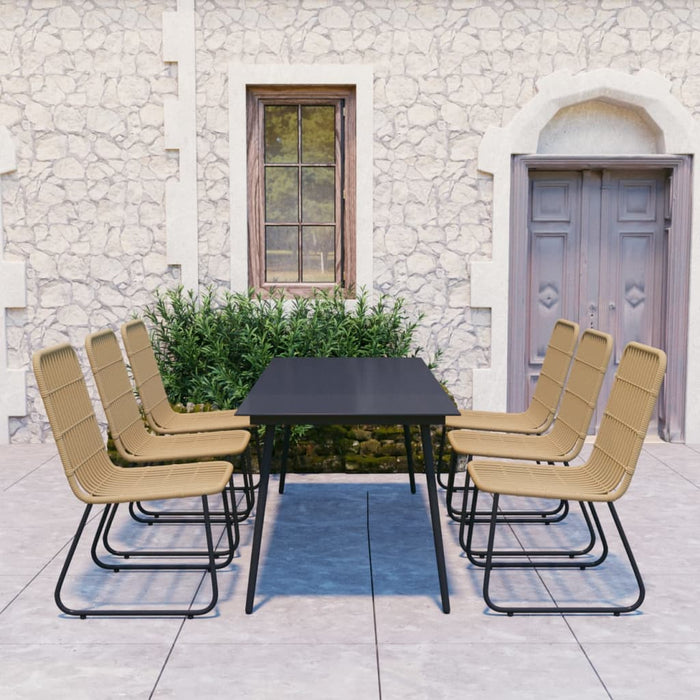 Set mobilier de exterior, 7 piese, poliratan și sticlă - WALTI WALTI