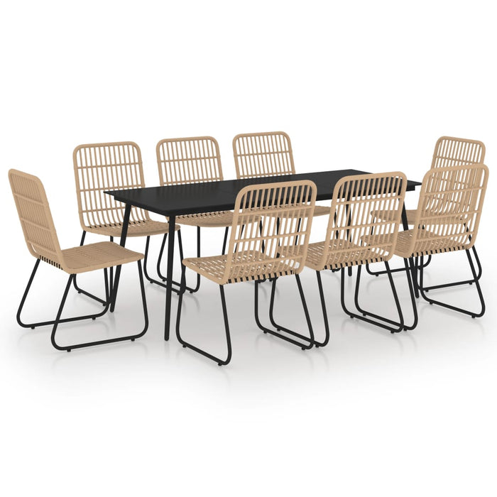 Set mobilier de exterior, 9 piese, poli ratan și sticlă - WALTI WALTI