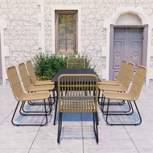 Set mobilier de exterior, 9 piese, poli ratan și sticlă - WALTI WALTI