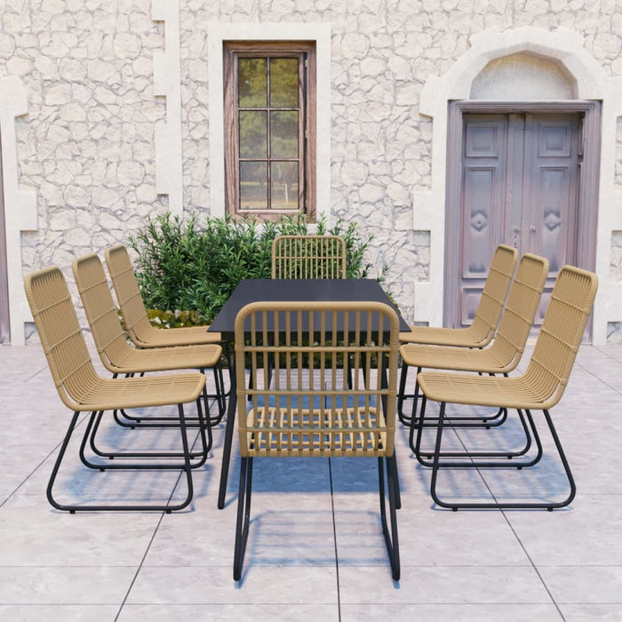 Set mobilier de exterior, 9 piese, poli ratan și sticlă - WALTI WALTI
